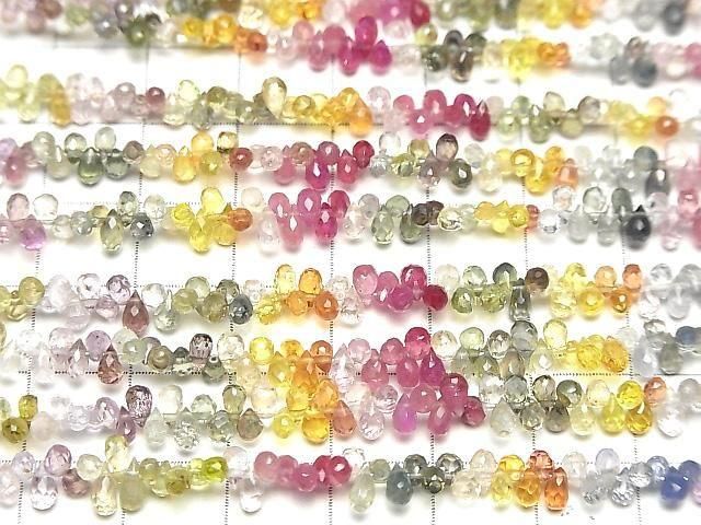 Hochwertiger Multicolor-Saphir AAA- Tropfen Facettiert Briolette halb oder 1strang Perlen (ca. 7 Zoll/18 cm)