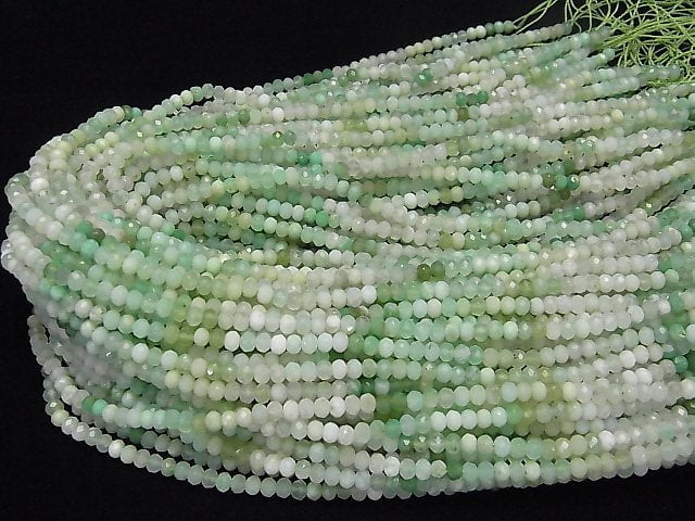 Hochwertiger! Chrysopras AA Facettiert Knopf Rondelle 4x4x3mm 1strang Perlen (ca. 15 Zoll/38 cm)