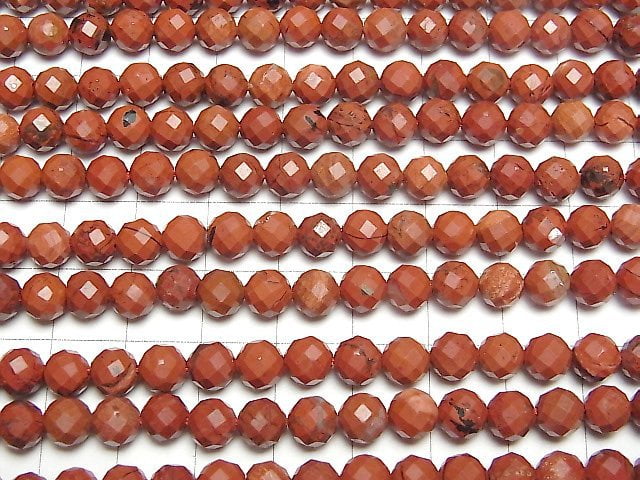 Hochwertig! Roter Jaspis AAA 64-facettierte Runde 6mm 1 Strang Perlen (ca. 15 Zoll/36 cm)