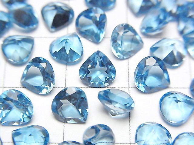 高品質倫敦藍托帕石 AAA 裸石 栗子刻面 6x6mm 5顆