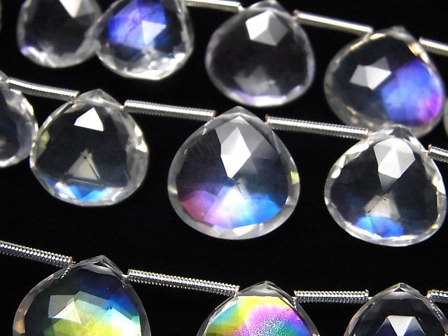 Chestnut Shape, Crystal Quartz, Faceted Briolette Gemstone Beads