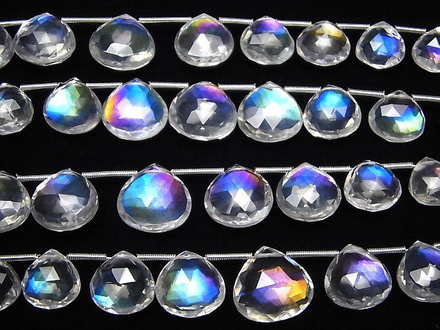Doppelter Kristall AAA Kastanien-facettierte Briolette Regenbogenfarbe 1 Strang Perlen (ca. 6 Zoll/16 cm)