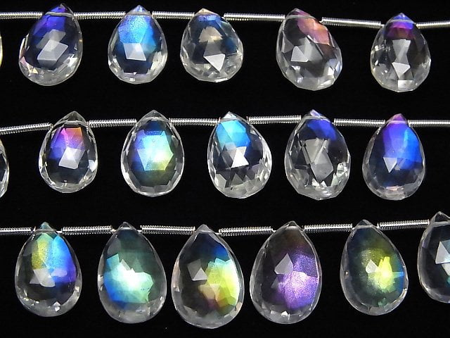 Doppelter Kristall AAA Birnenform facettiert Briolette Regenbogenfarbe 1 Strang Perlen (ca. 6 Zoll/16 cm)