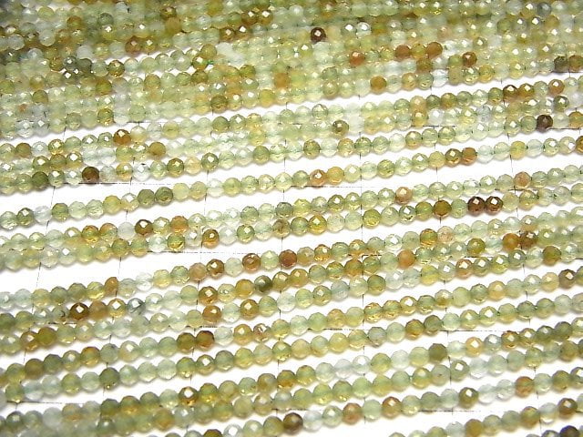 Hochwertig! Grossulargranat AA++ facettiert rund 2mm 1 Strang Perlen (ca. 15 Zoll/37 cm)