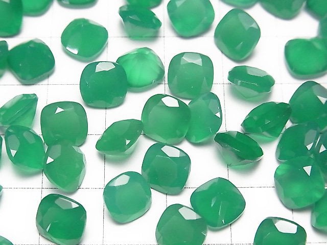 Hochwertiger grüner Onyx AAA lose Stein quadratisch facettiert 8x8mm 4 Stück