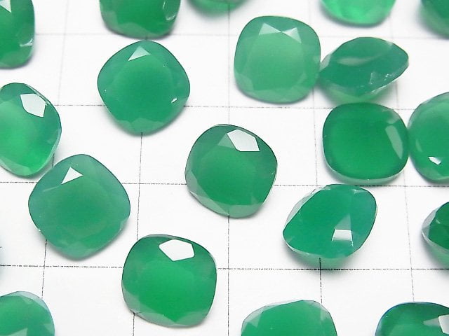 高品質方形刻面綠瑪瑙 AAA 裸石 10x10mm 2顆