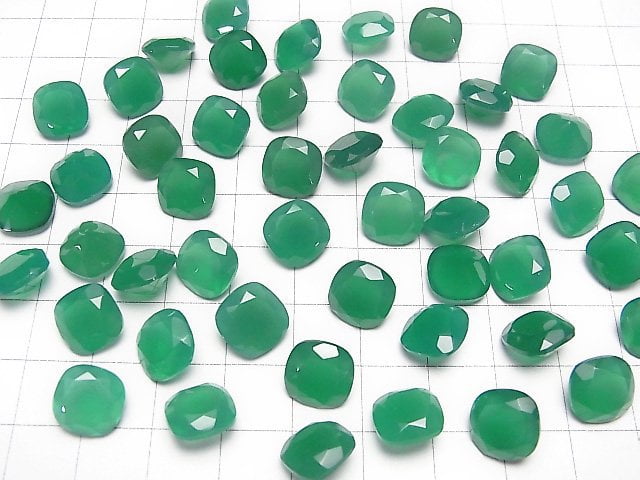 Hochwertiger grüner Onyx AAA lose Stein quadratisch facettiert 10x10mm 2 Stück