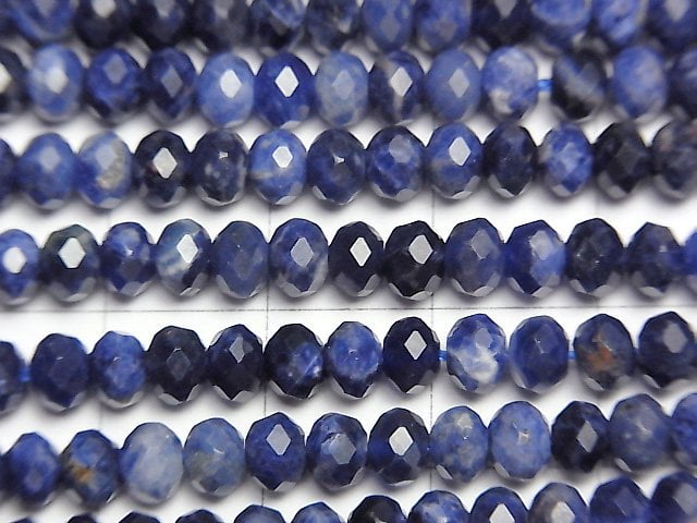 高品質!方鈉石 AA+ 刻面鈕扣扁圓珠 4.5x4.5x3.5mm 1串珠子 (約15英吋/37公分)