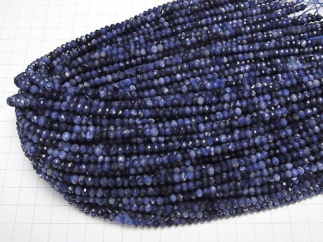 Hochwertig! Sodalith AA+ facettiert Knopf Rondelle 4.5x4.5x3.5mm 1Strang Perlen (ca. 15inch/37cm)