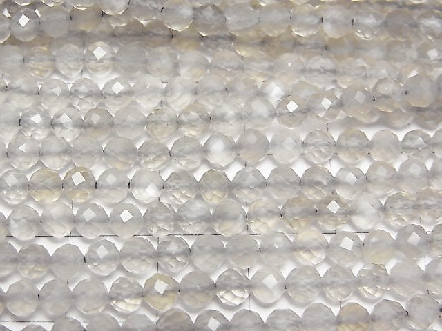 High Quality! Gray Moonstone AAA Faceted Round 4mm 1strand beads (aprx.15inch/37cm)