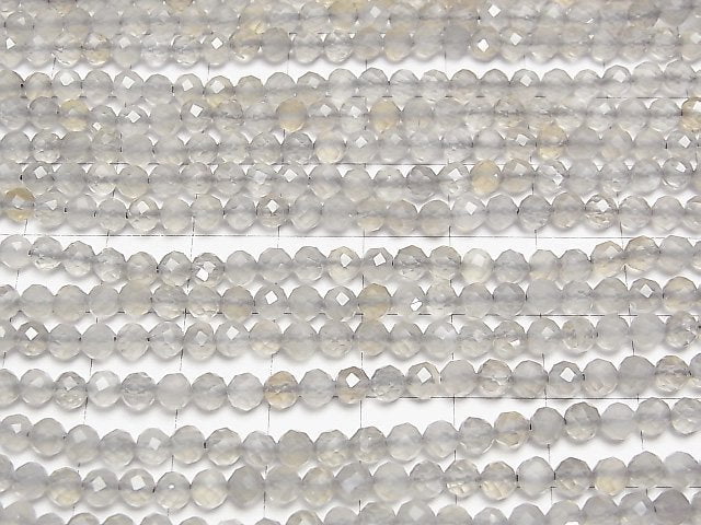 High Quality! Gray Moonstone AAA Faceted Round 4mm 1strand beads (aprx.15inch/37cm)