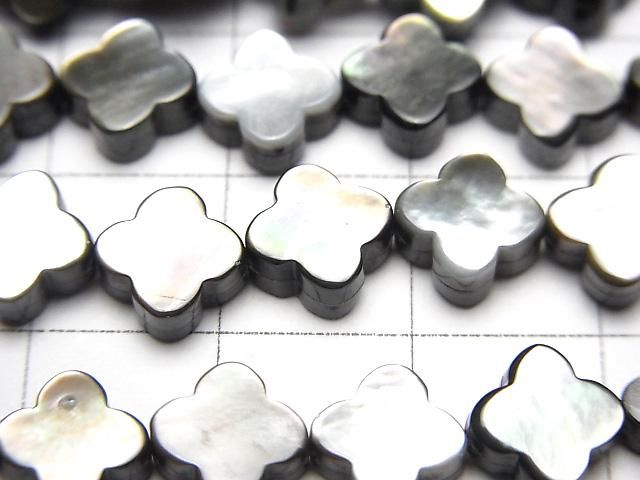 高品質黑唇鮑魚殼AAA級花卉圖案8x8x3.5公釐1/4-1串珠子(約15英吋/38公分)
