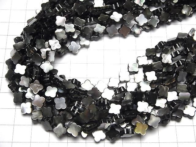 Hochwertige Schwarze Muschel AAA Blumenmotiv 8x8x3.5mm 1/4-1Strang Perlen (ca. 15 Zoll/38 cm)