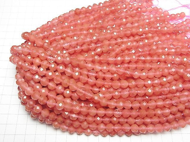 Hochwertig! Kirschquarzglas 64 facettiert rund 8mm 1 Strang Perlen (ca. 15 Zoll/36 cm)