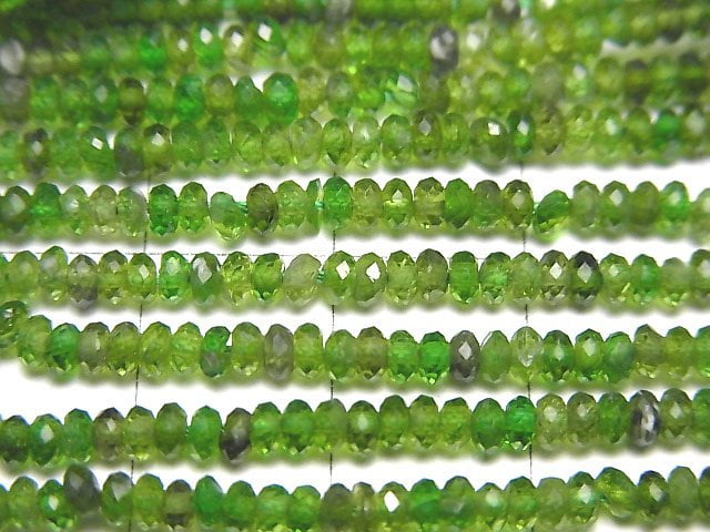 高品質!鉻透輝石 AA++ 刻面紐扣形刻面珠 3x3x2 毫米 半串或 1 串珠(約 15 英寸/37 厘米)