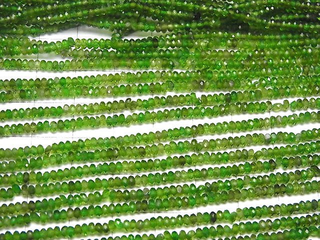 Hochwertig! Chromdiopsid AA++ facettiert Knopf-Rondelle 3x3x2mm halb oder 1 Strang Perlen (ca. 15 Zoll/37 cm)