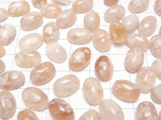 櫻花瑪瑙橢圓形素面蛋面 14x10公釐 3顆
