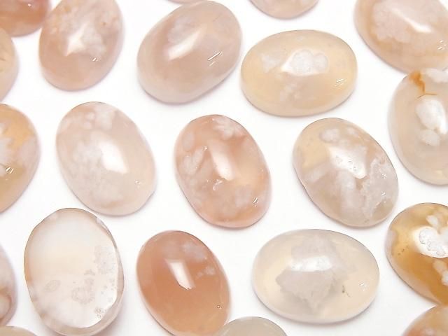 櫻花瑪瑙橢圓素面蛋面 18x13mm 3顆