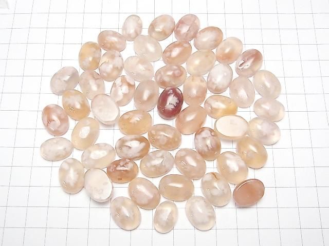 櫻花瑪瑙橢圓素面蛋面 18x13mm 3顆