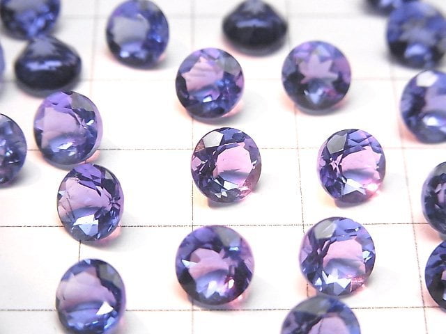 Hochwertiger Farbwechselnder Fluorit AAA Lose Stein Runde Facettiert 7x7mm 1Stk