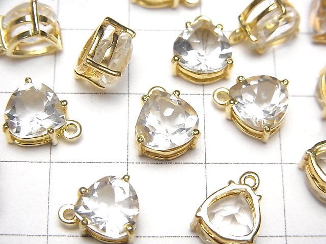 高品質水晶 AAA 爪鑲栗色刻面 8x8mm 18KGP 1入