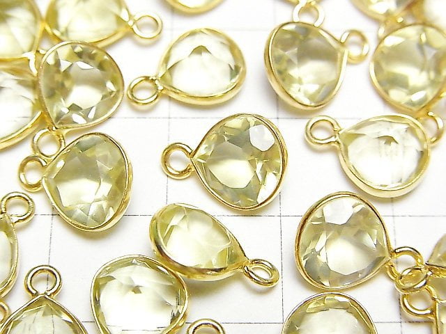 高品質檸檬石英 AAA 包鑲栗子刻面 9x9 公釐 18KGP 3 件