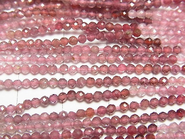 高品質!粉色尖晶石 AA++ 切面圓珠 2mm 半串或一串 (約12英吋/30公分)