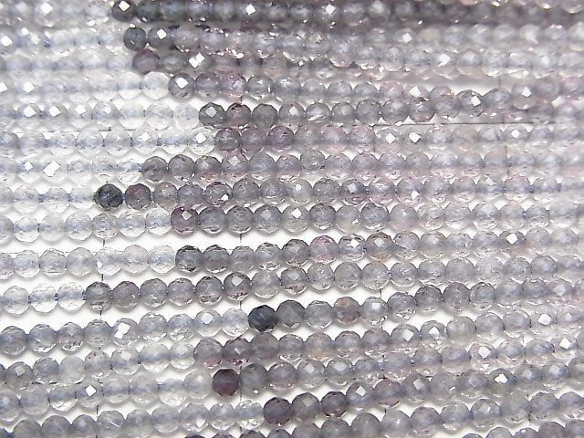 高品質!藍紫色尖晶石 AA++ 切面圓珠 2mm 半串或一串珠子 (約12英吋/30公分)
