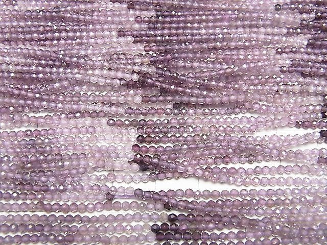 Hochwertig! Lila Spinell AAA- facettiert Rund 2mm halbe oder 1Strang Perlen (ca. 12inch/30cm)