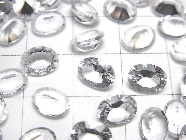 高品質白色托帕石 AAA 裸石 橢圓凹面切割 8x6mm 3顆