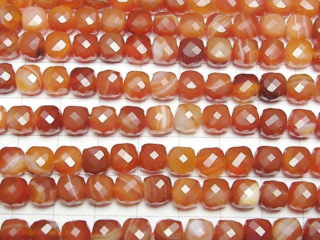 Hochwertig! Karneol, Sardonyx AA++ Würfelform 7x7x7mm 1Strang Perlen (ca. 15Zoll/37cm)