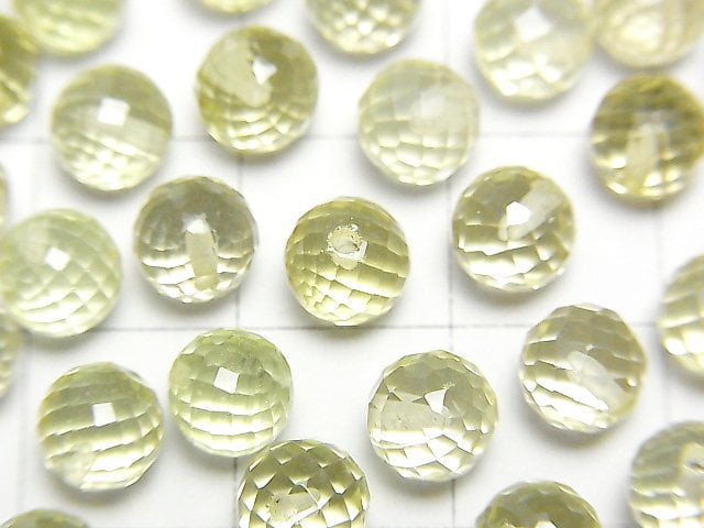 高品質檸檬石英 AAA 半鑽孔刻面圓形 6mm 4顆