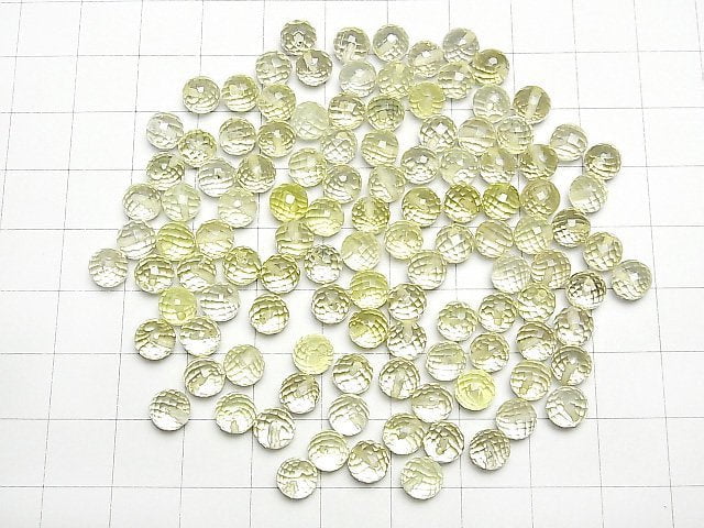 Hochwertiger Zitronenquarz AAA halb durchbohrtes Loch facettiert Rund 6mm 4Stücke