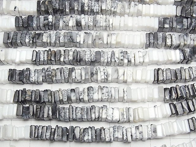 Dendritischer Opal Quadratische Rondelle (Scheibe) halb oder 1Strang Perlen (ca. 16 Zoll/40 cm)