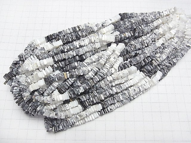 Dendritischer Opal Quadratische Rondelle (Scheibe) halb oder 1Strang Perlen (ca. 16 Zoll/40 cm)