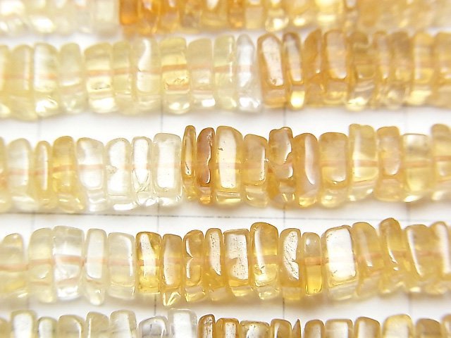 高品質黃水晶 AAA- 方形圓盤形 半串或 1 串珠子 (約 16 英寸/40 公分)