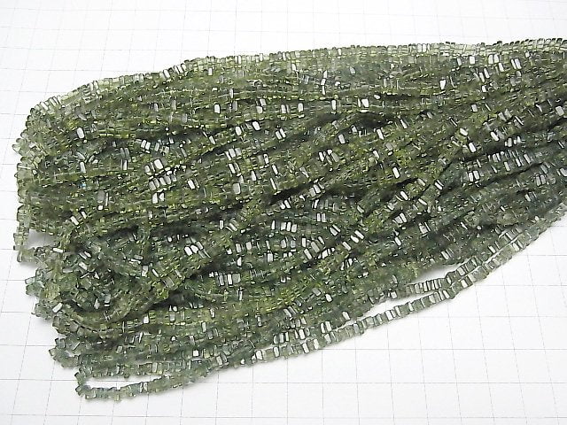 Hochwertiger Grüner Apatit AAA- Quadratische Rondelle (Scheibe) 1Strang Perlen (ca. 16 Zoll/39 cm)