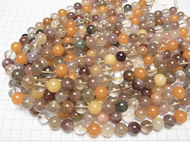 Multicolor Rutilierter Quarz AA++ Rund 12mm halb oder 1Strang Perlen (ca. 15 Zoll/37 cm)