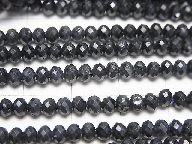 高品質!黑藍寶石 AA++ 刻面紐扣圓珠 4x4x3mm 半串或 1 串珠子(約 15 英寸/37 公分)
