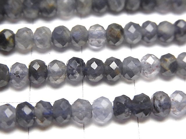 高品質!堇青石 AA 切面鈕扣圓珠 5x5x3.5mm 一串珠子 (約15英吋/37公分)