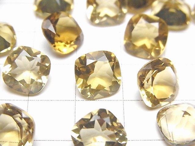 高品質蜂蜜石英 AAA 刻面方形裸石 10x10mm 2顆