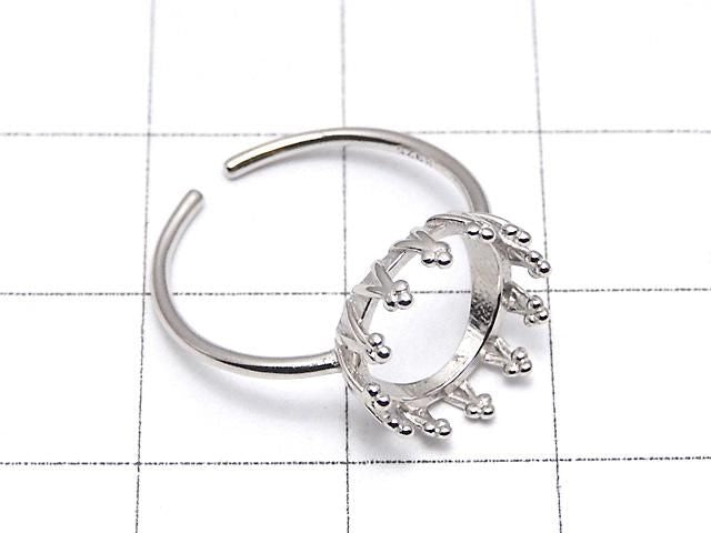 Bague Couronne en Argent 925 (Monture à Griffes) Ronde 10mm Plaqué Rhodium Taille Libre 1pc