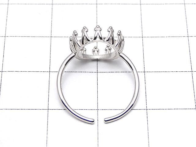 Bague Couronne en Argent 925 (Monture à Griffes) Ronde 10mm Plaqué Rhodium Taille Libre 1pc