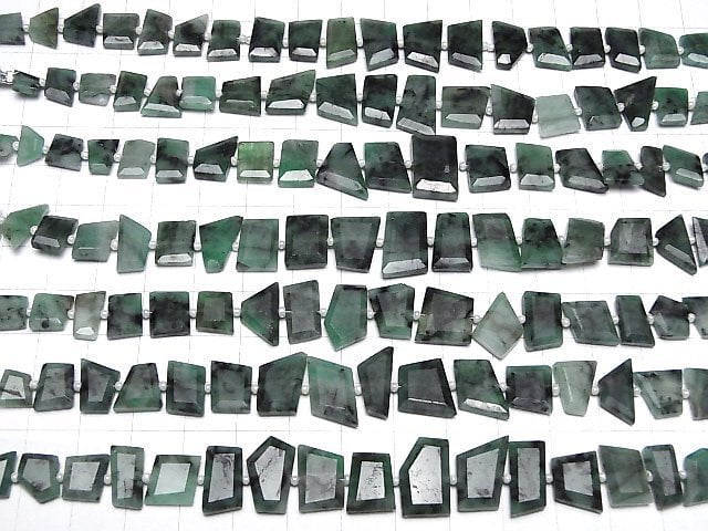 Brasilianischer Smaragd AA Rohschnitt Facettiert 1Strang Perlen (ca. 7inch/17cm)