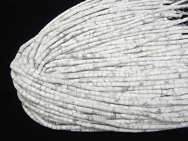 Howlit Magnesit Röhren (Heishi) 4mm 1Strang Perlen (ca. 15 Zoll/37 cm)