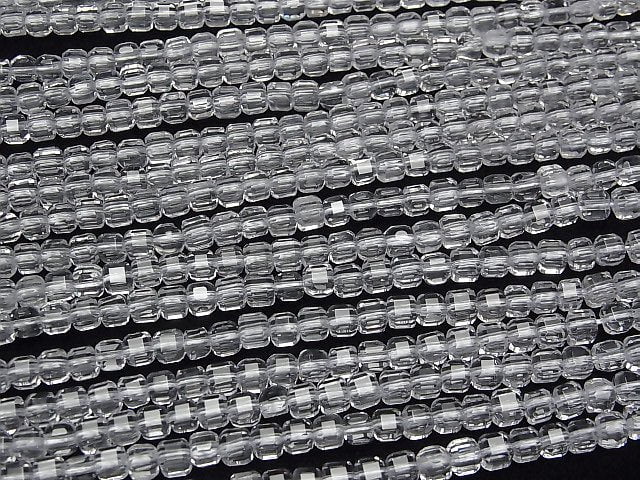Hochwertig! Kristall AAA Würfelform 4x4x4mm halb oder 1Strang Perlen (ca. 15 Zoll/37 cm)