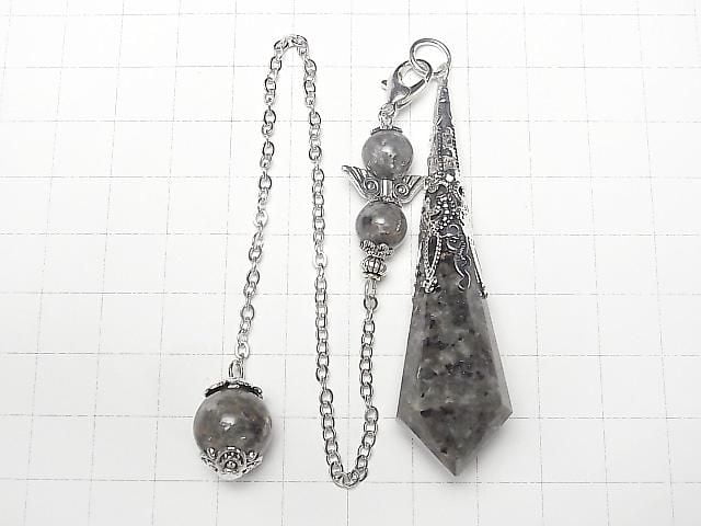 Pendentif Yooperlite 70x16x16mm avec chaîne couleur argent 1 pc