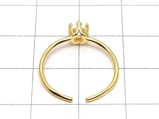 925純銀皇冠戒指空台 (爪鑲) 圓刻面 4mm 18KGP 活圍 1個