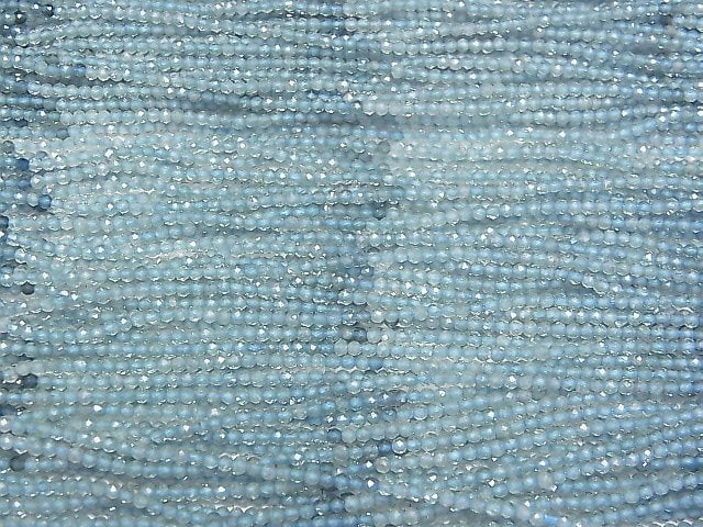 Hochwertig! Blauer Turmalin AAA Facettiert Rund 2mm halb oder 1Strang Perlen (ca. 12inch/30cm)