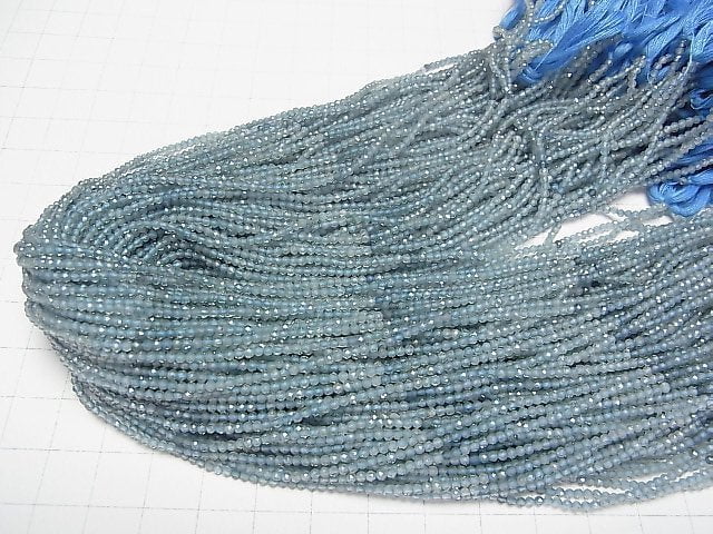 Hochwertig! Blauer Turmalin AAA Facettiert Rund 2mm halb oder 1Strang Perlen (ca. 12inch/30cm)